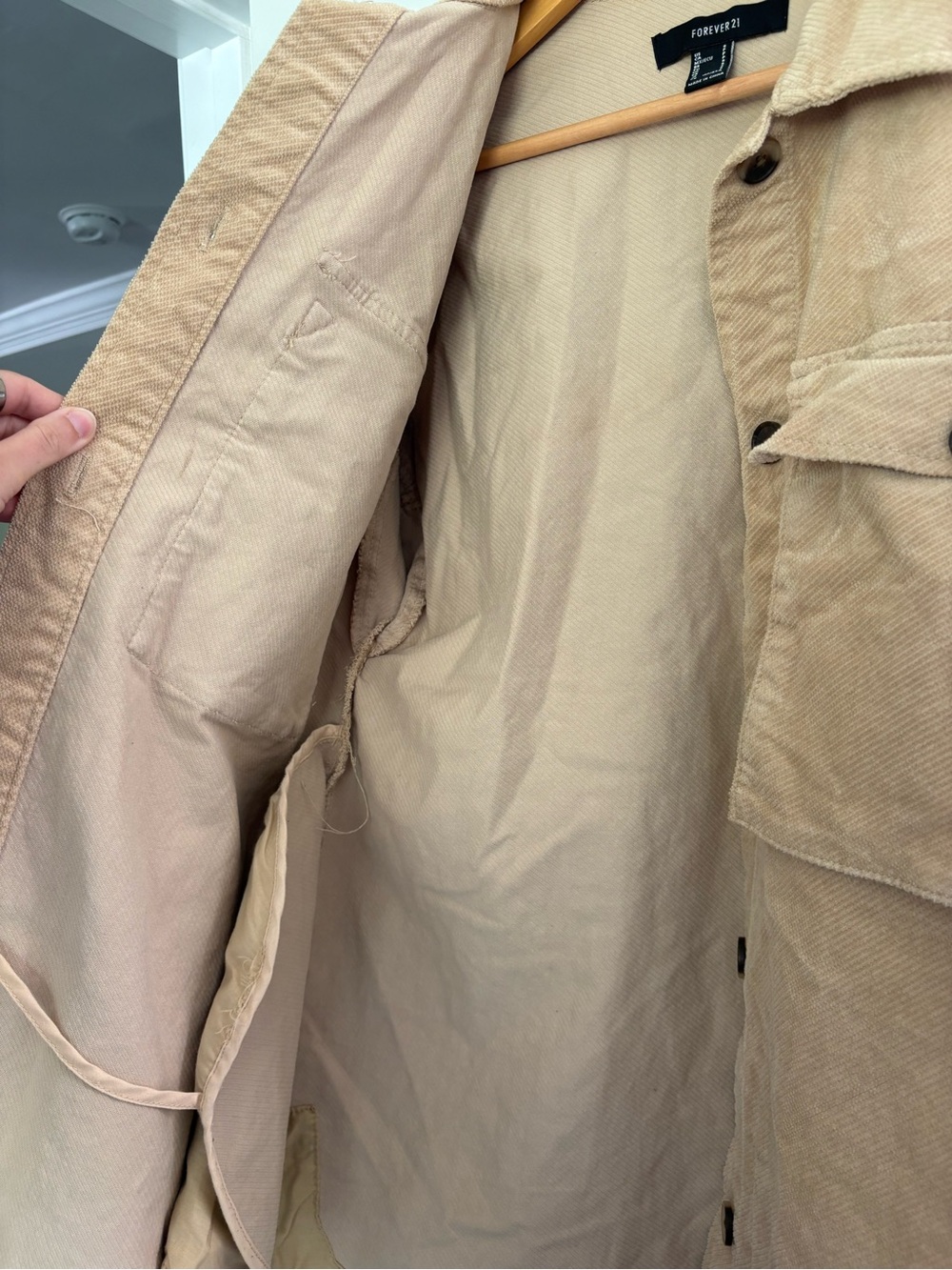 Forever 21 Women’s oversized Beige Corduroy Shacket - Picture 6 of 7